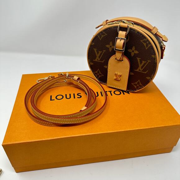 Louis Vuitton Monogram Canvas Boite Chapeau Biscuit Round Bag Brown One Size - Picture 4 of 10